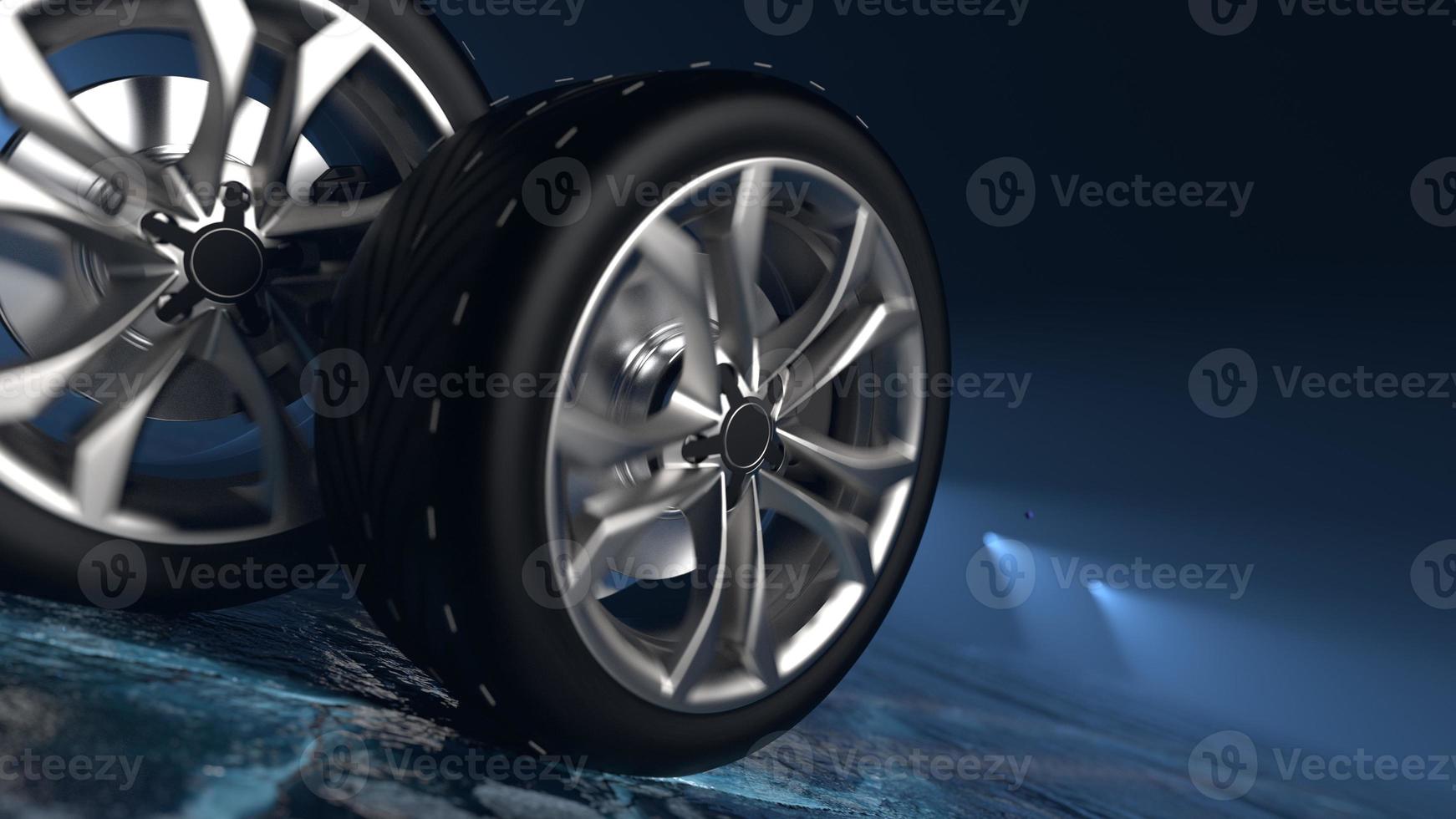Winter tires on ice. car safety and driving concept photo