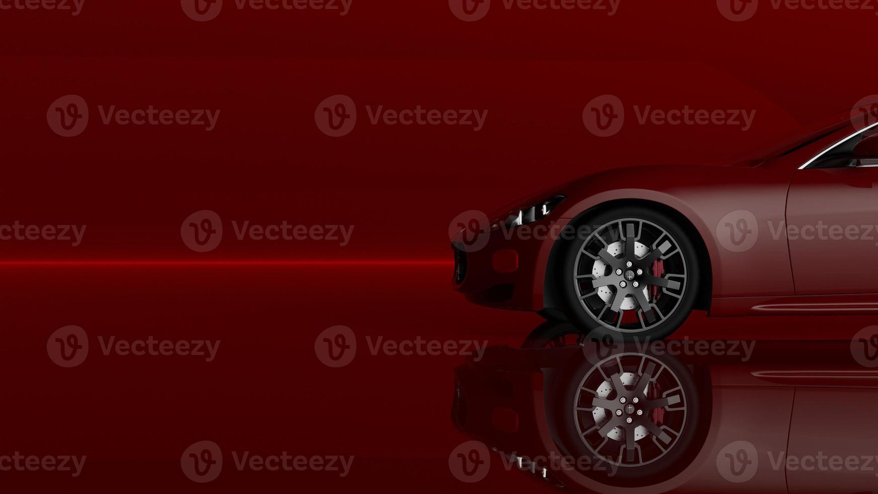 auto red. 3d illustration of fragments of vehicles on a red uniform background. photo