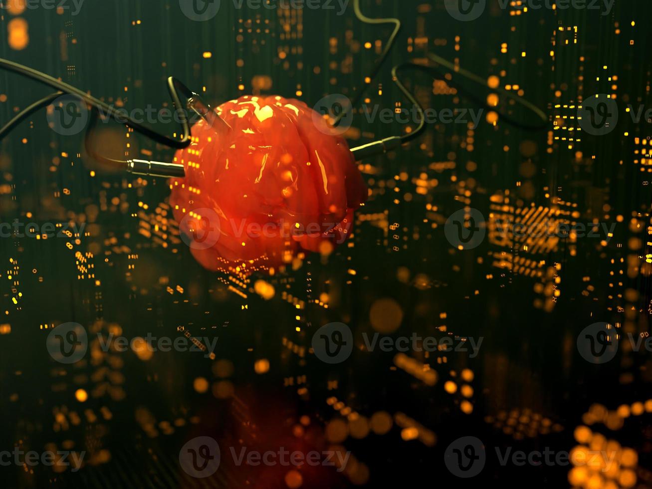 Artificial Intelligence. color golden brain image photo