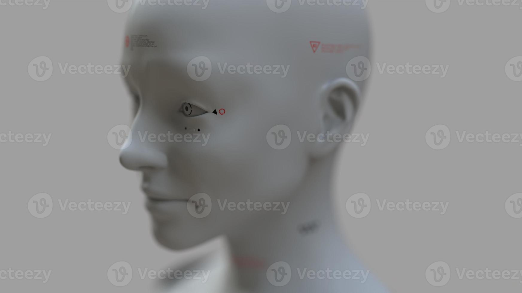 group of robots in female image standing in rows artificial intelligence and robotics concept photo