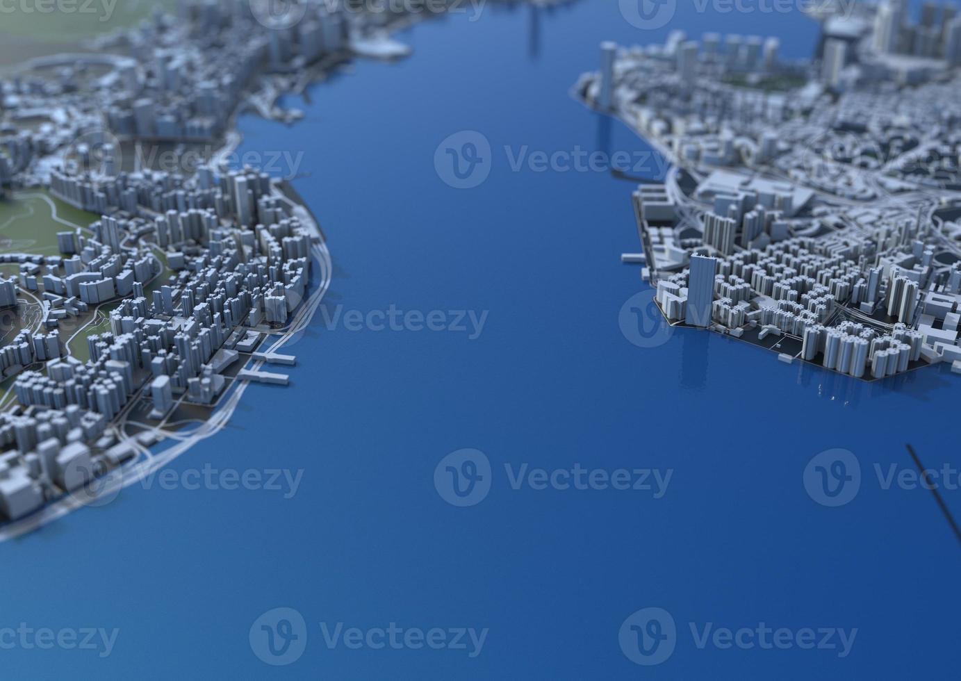 big city top view. illustration in casual graphic design. fragment hong kong 3d render photo