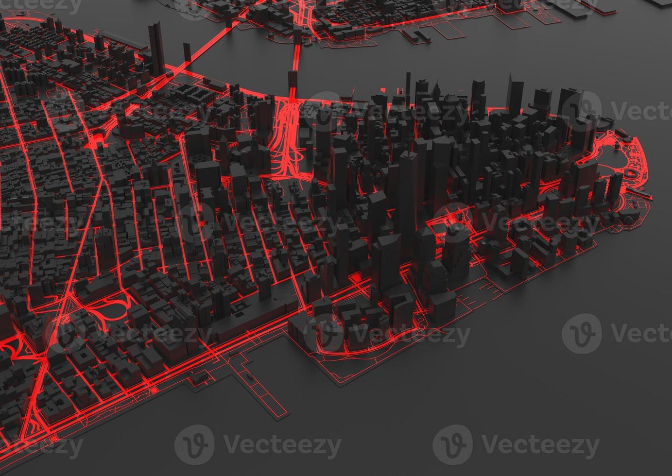 big city top view. illustration in casual graphic design. fragment hong kong 3d render photo