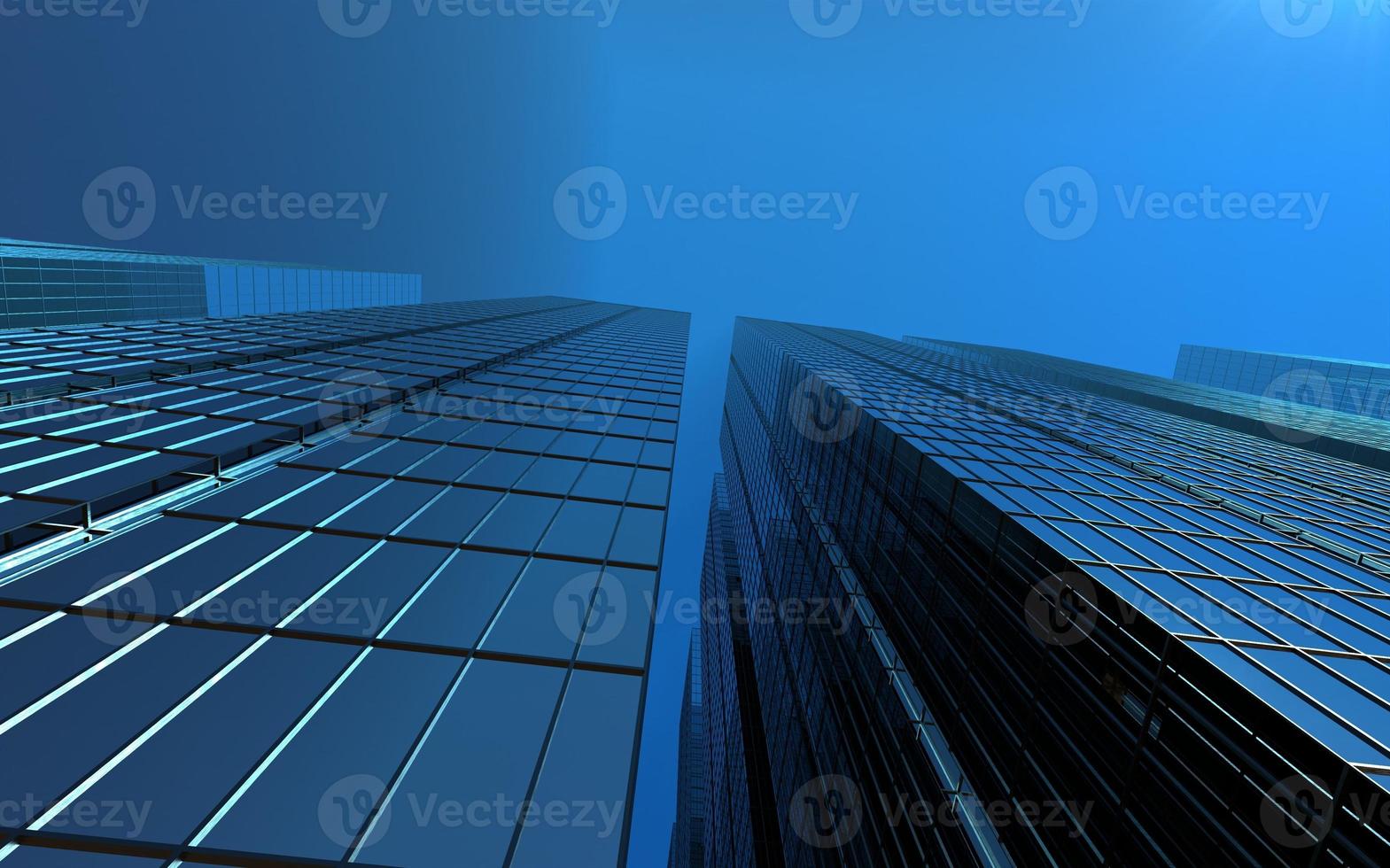 modern high-rise buildings against the sky. 3d illustration on the theme of business success and technology photo