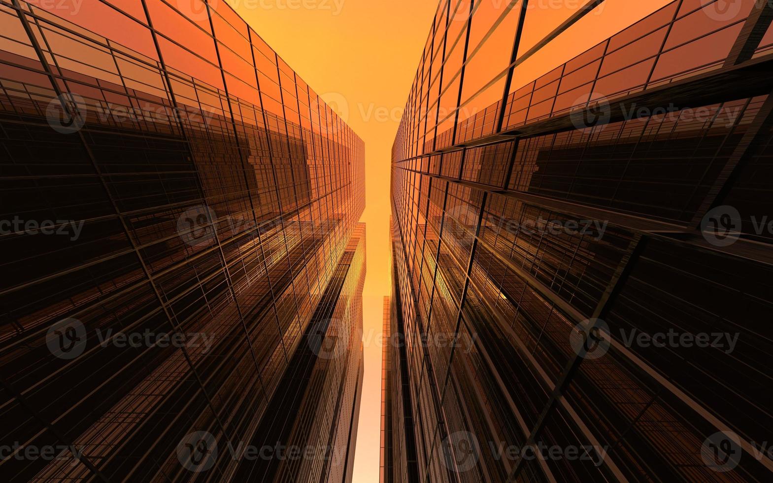 modern high-rise buildings against the sky. 3d illustration on the theme of business success and technology photo