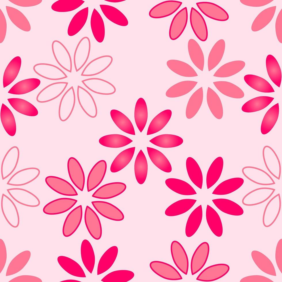 seamless pattern with pink flowers. vector