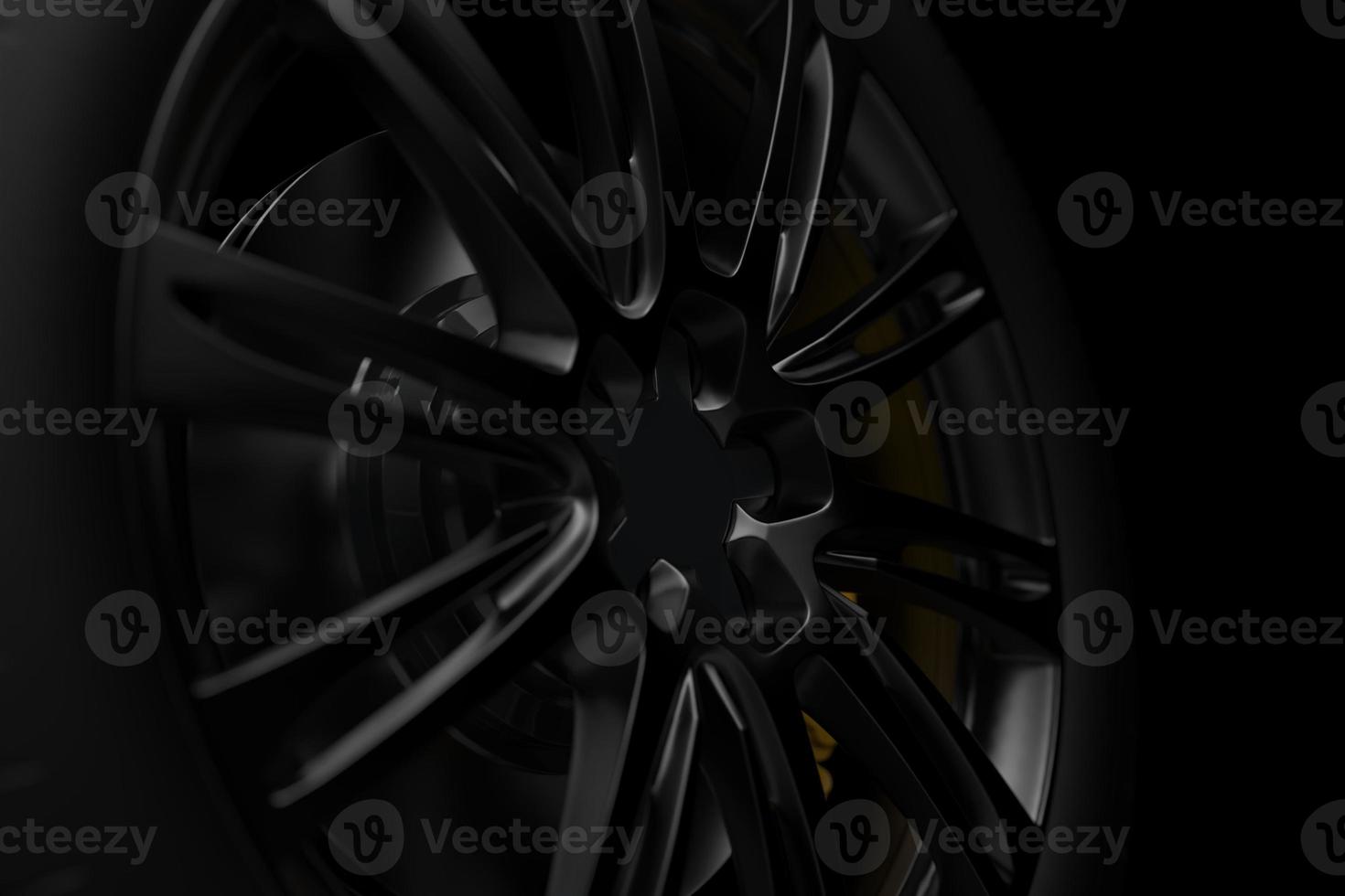 auto wheel with chrome disks close-up on a dark background. 3d render photo