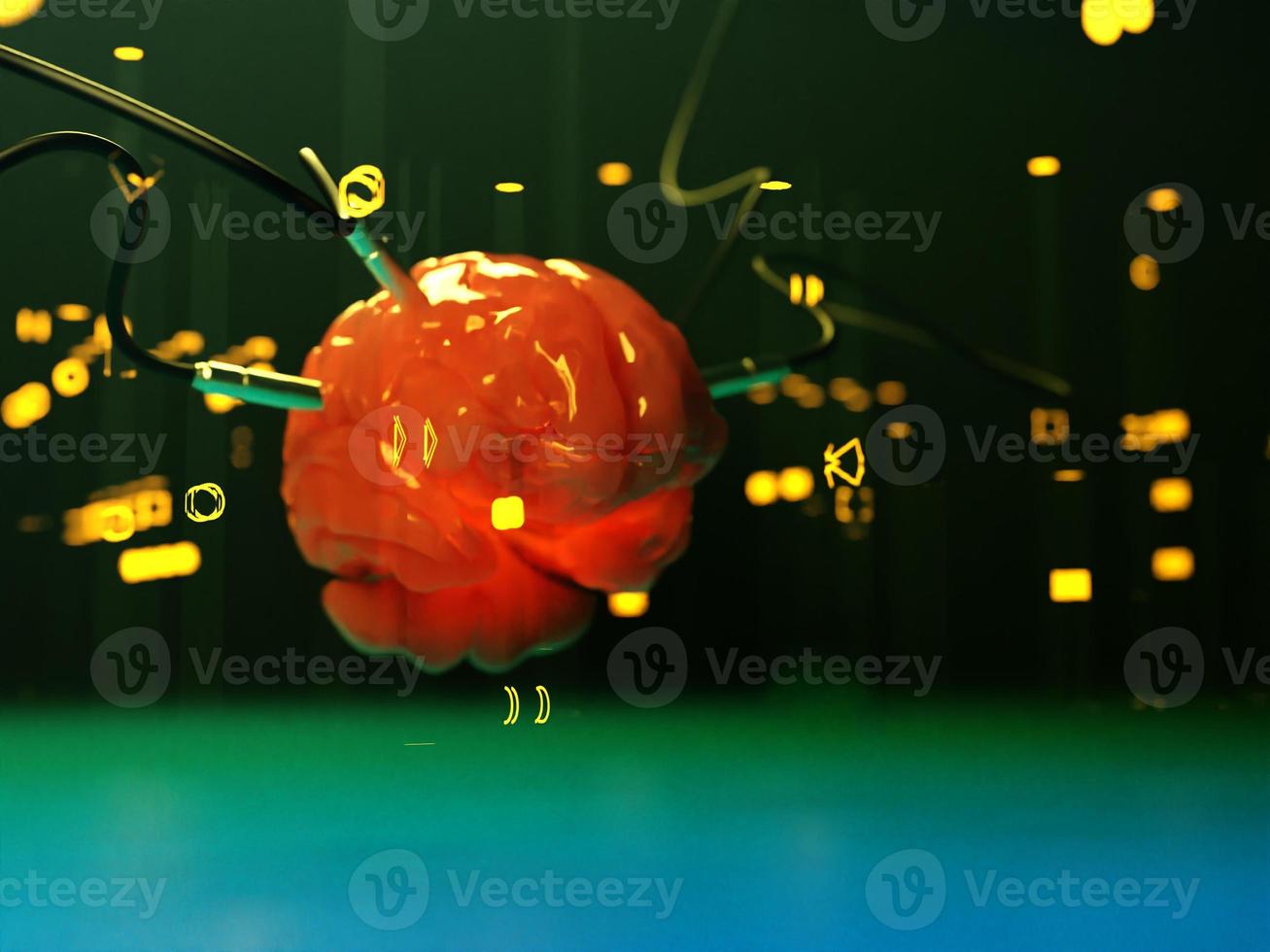 Artificial Intelligence. color golden brain image photo