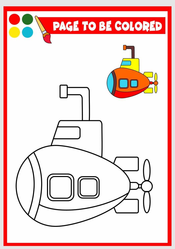 libro para colorear para niños. submarino vector