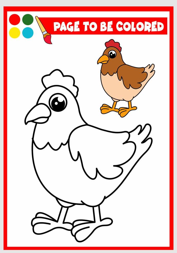 libro para colorear para niños. gallina vectores