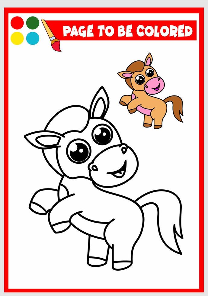 coloring book for kids.  horse  vector