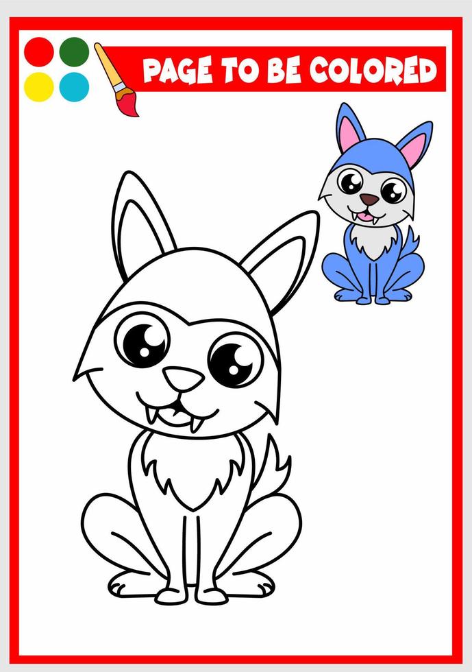 cute wolf coloring page vector