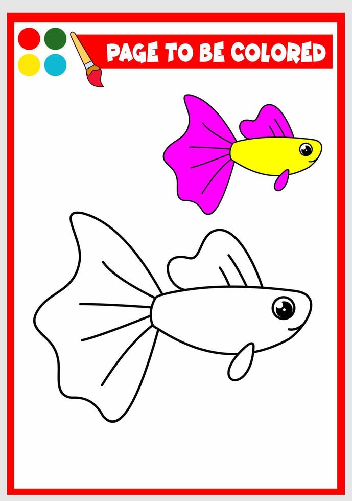 libro para colorear para niños. pescado vectorial vector