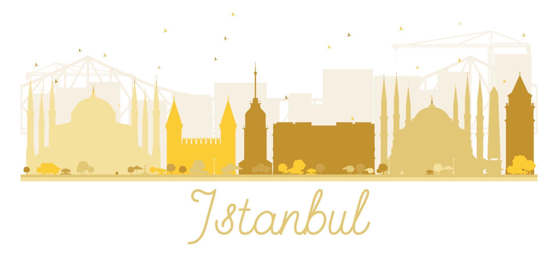 Istanbul City skyline golden silhouette. vector