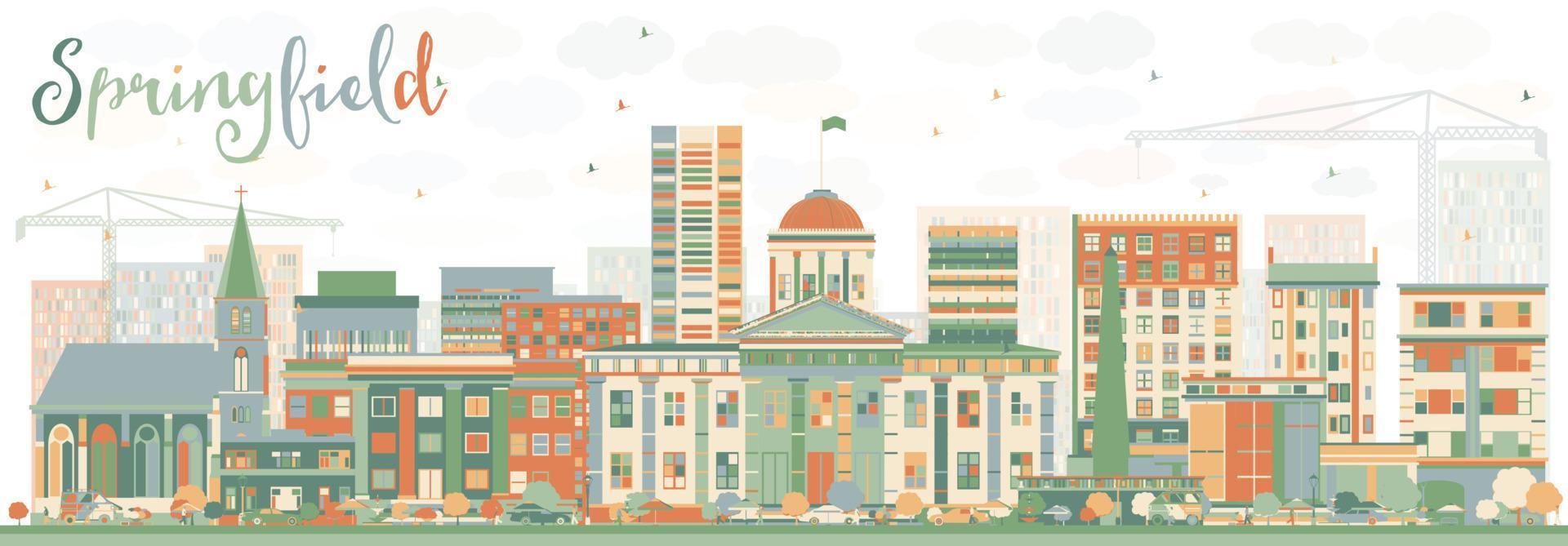 Abstract Springfield Skyline with Color Buildings. vector
