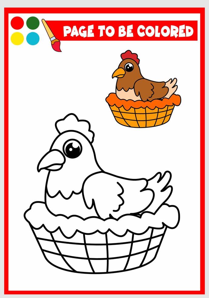 coloring book for kids. hen vector