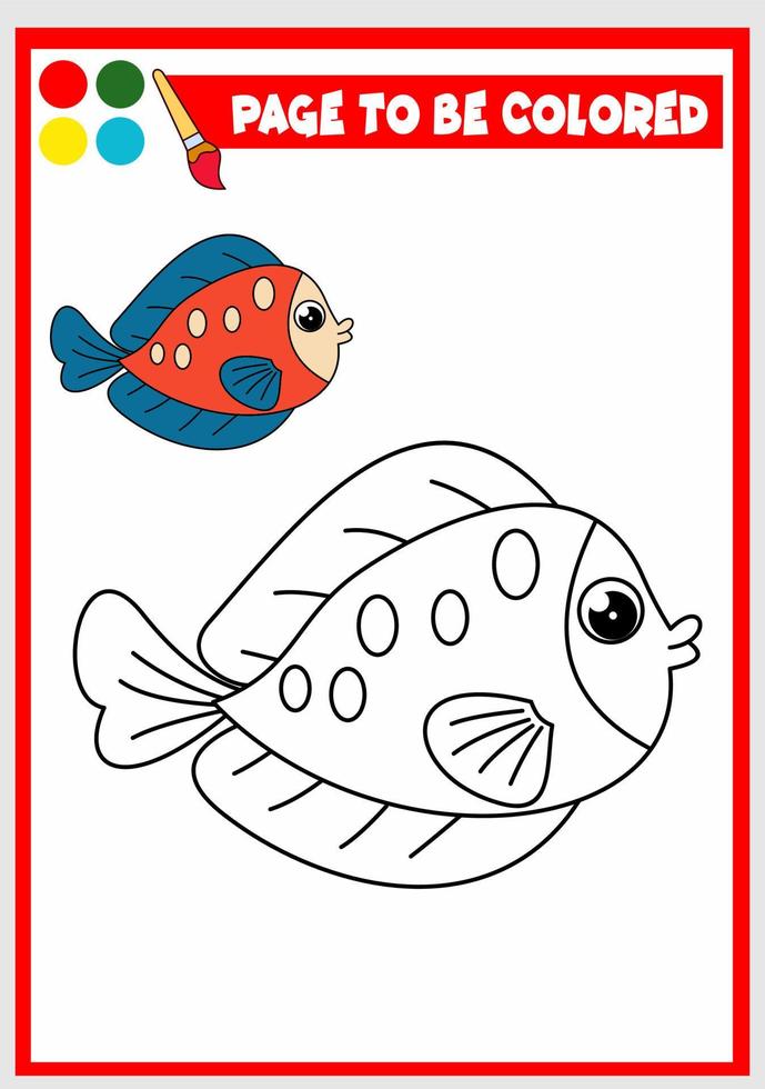 libro para colorear para niños. pescado vectorial vector