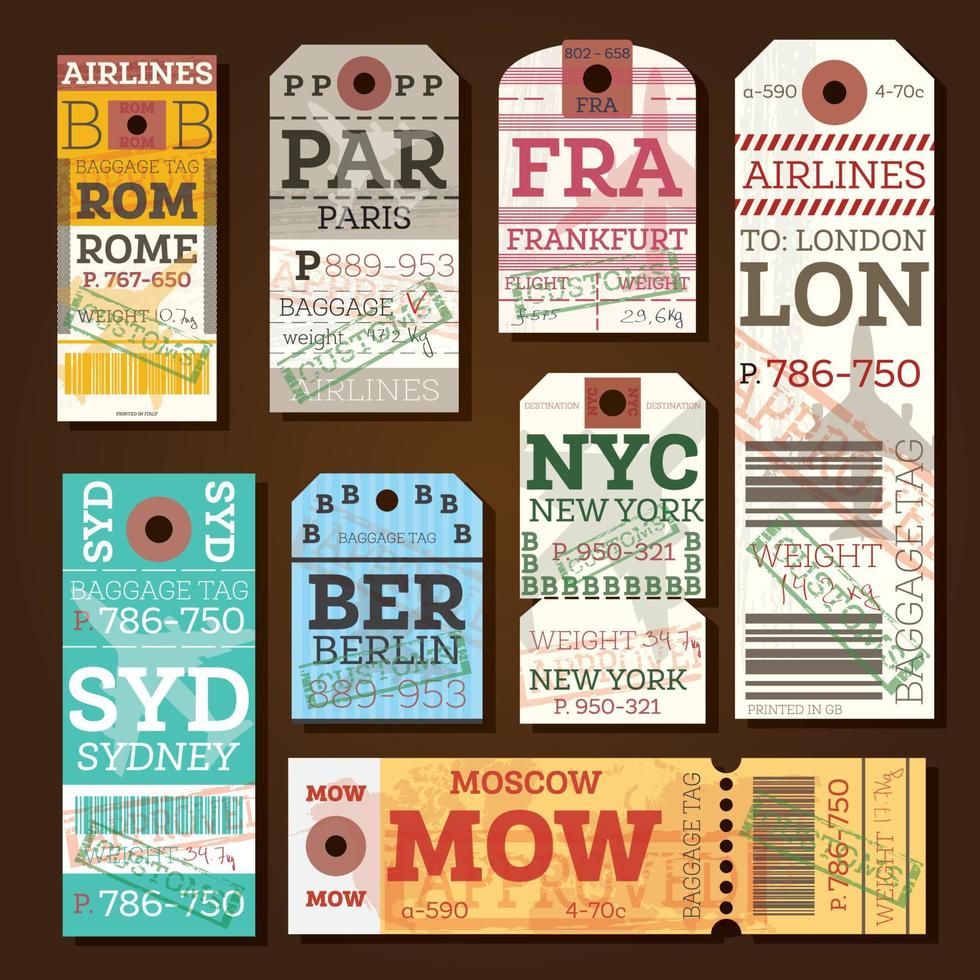 Retro Baggage Tags. vector