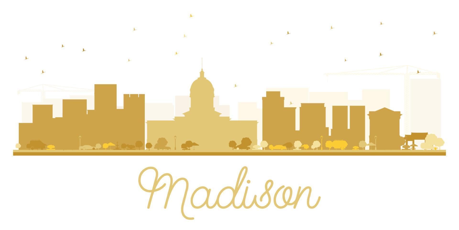 Madison City skyline golden silhouette. vector