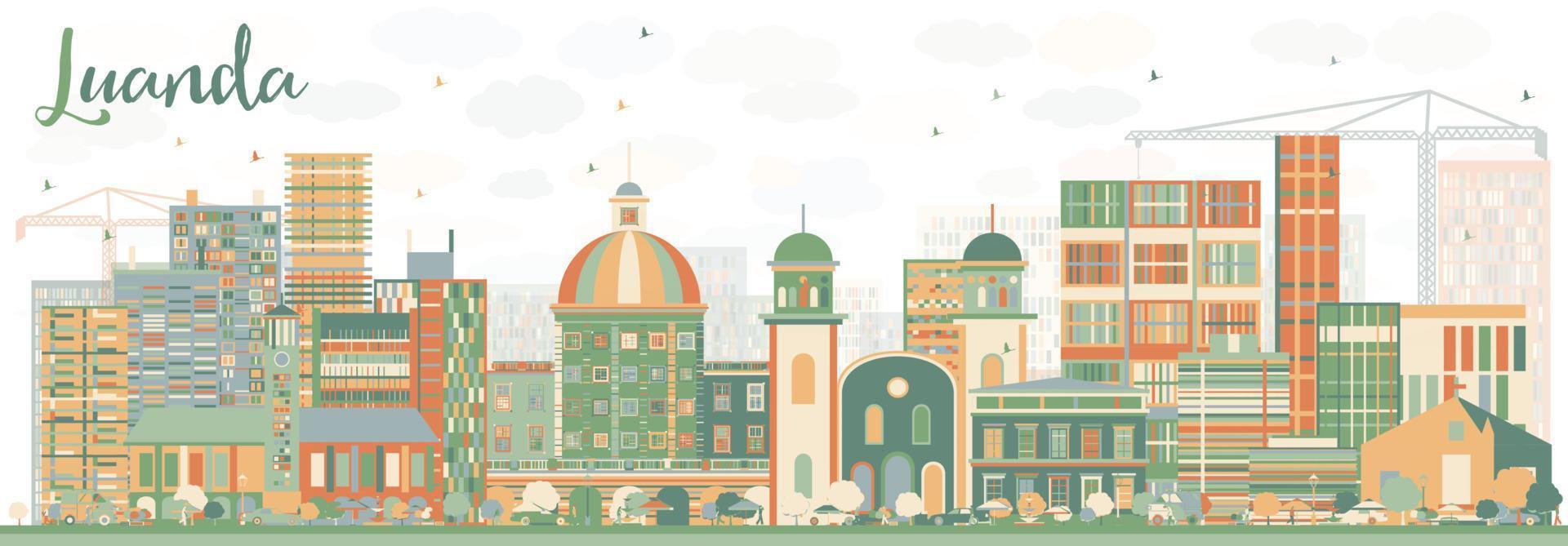 Abstract Luanda Skyline with Color Buildings. vector