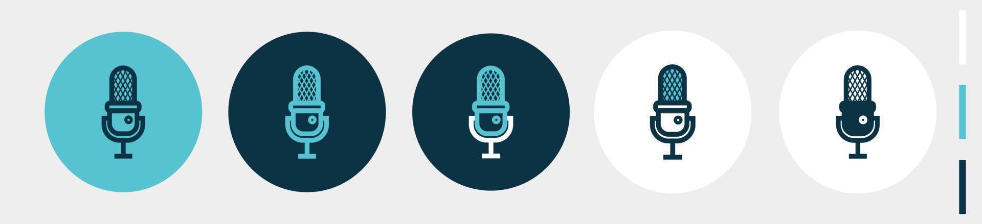 microphone vintage set icons. classic microphone isolated on white vector