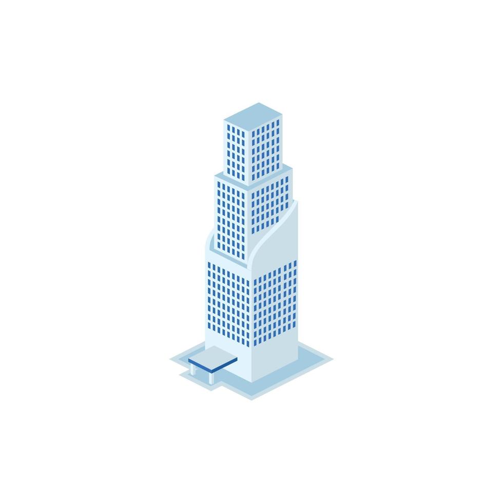 futuristic industrial building - tower, apartment, urban constructions, city scape - 3d isometric building isolated on white vector