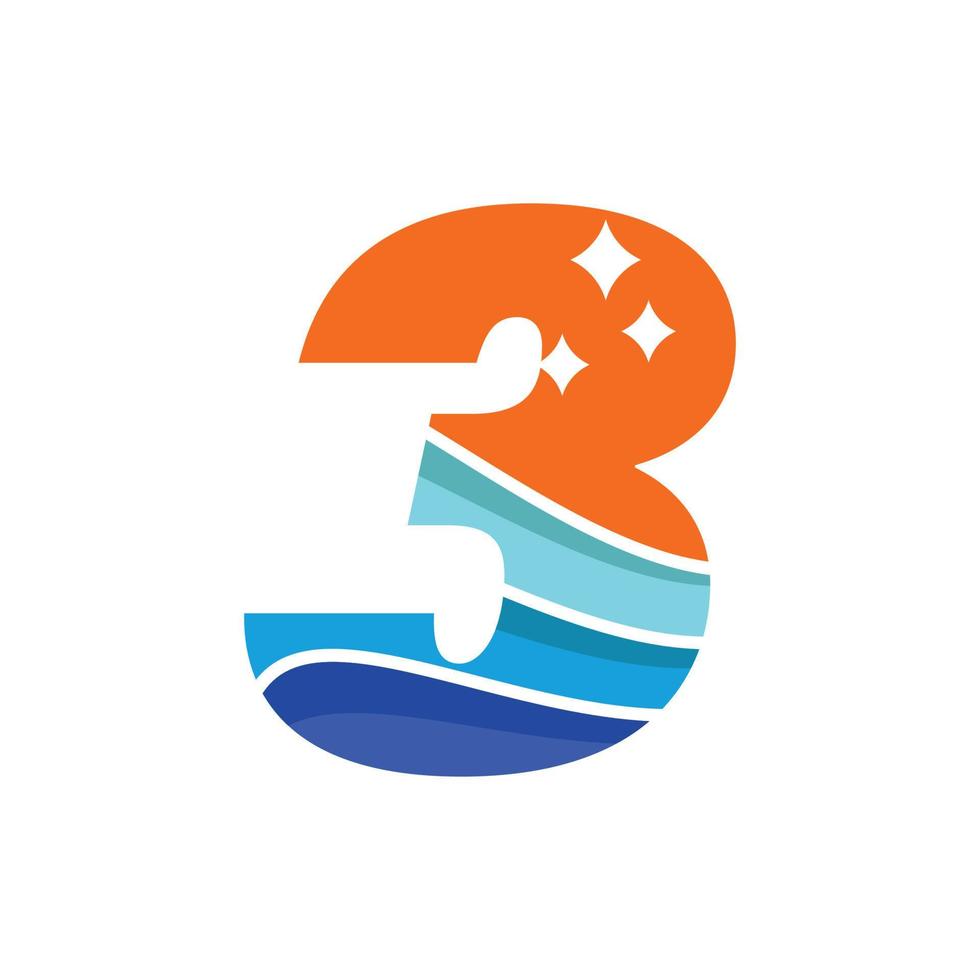 Wave Numeric 3 Logo vector