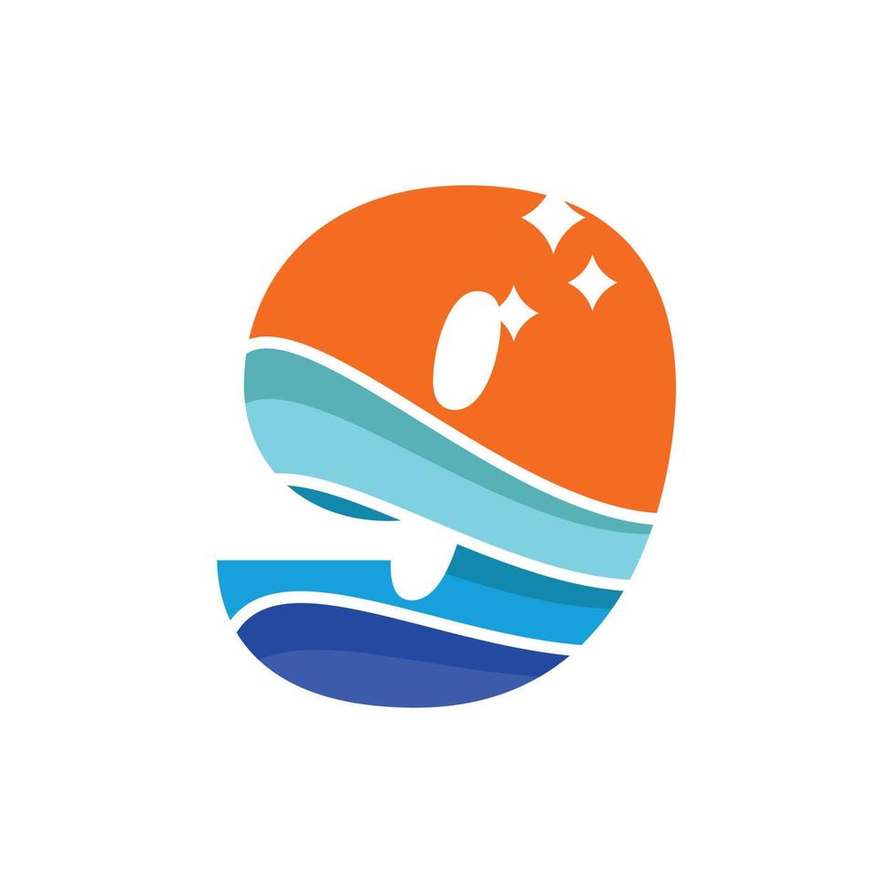 Wave Numeric 9 Logo vector