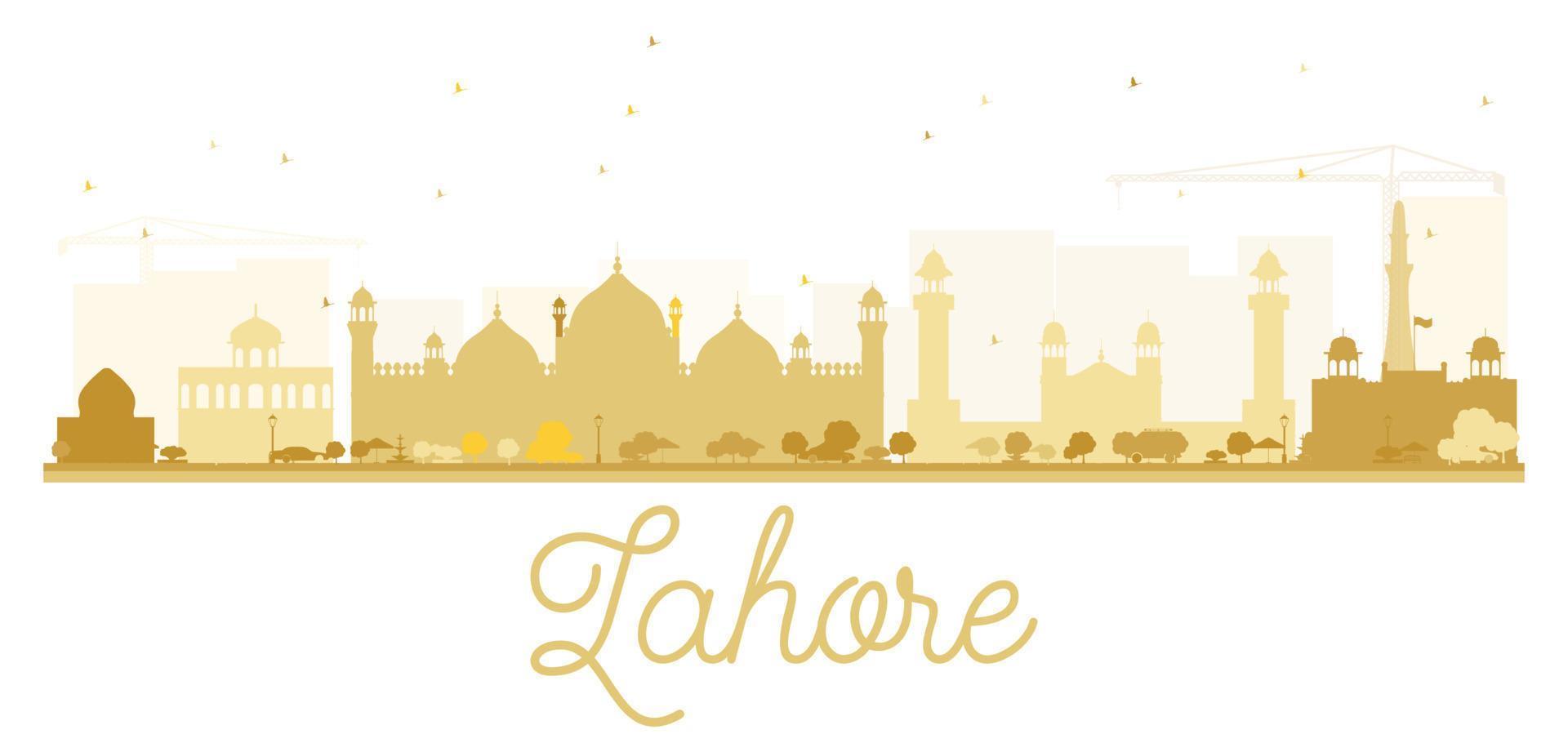 Lahore City skyline golden silhouette. vector