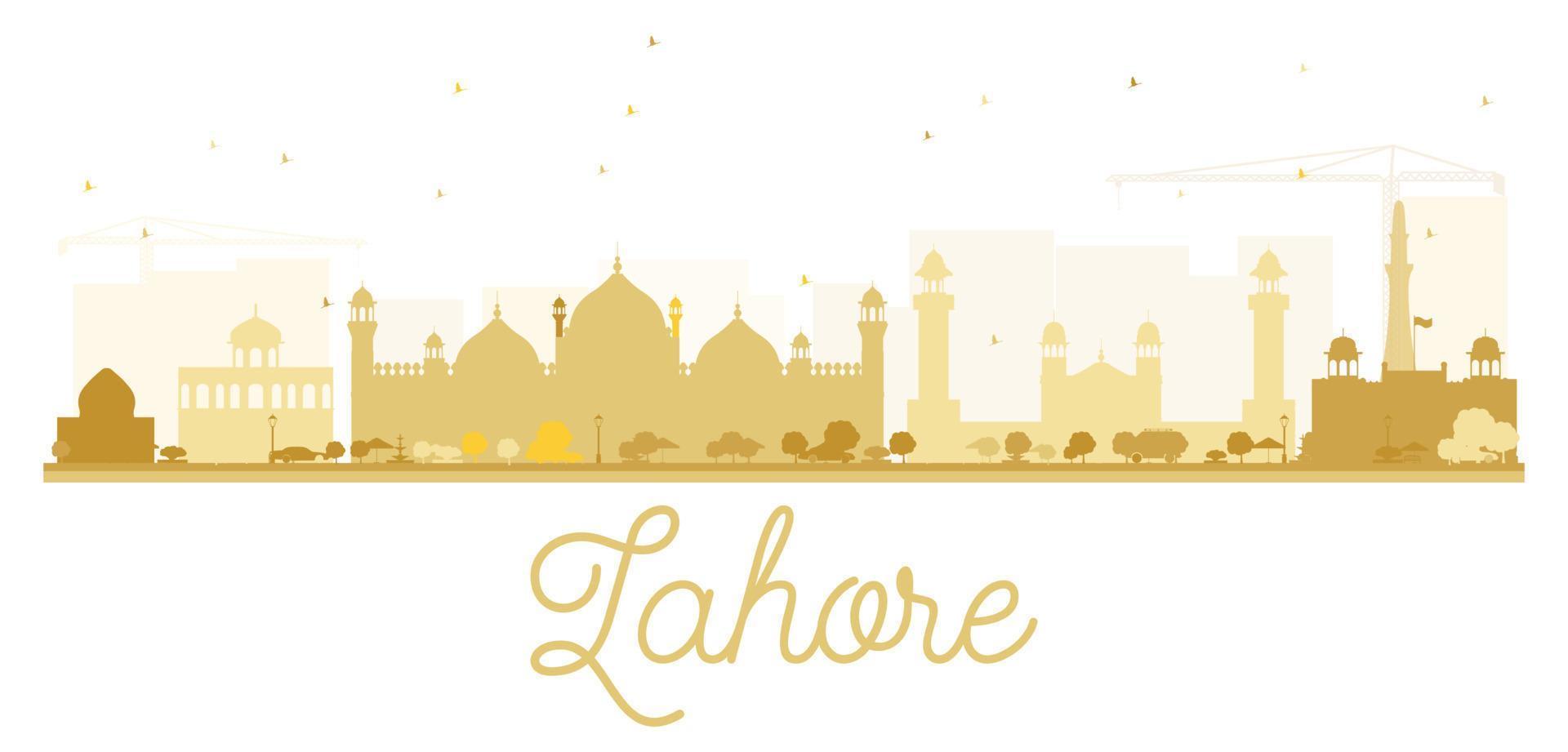 silueta dorada del horizonte de la ciudad de lahore. vector