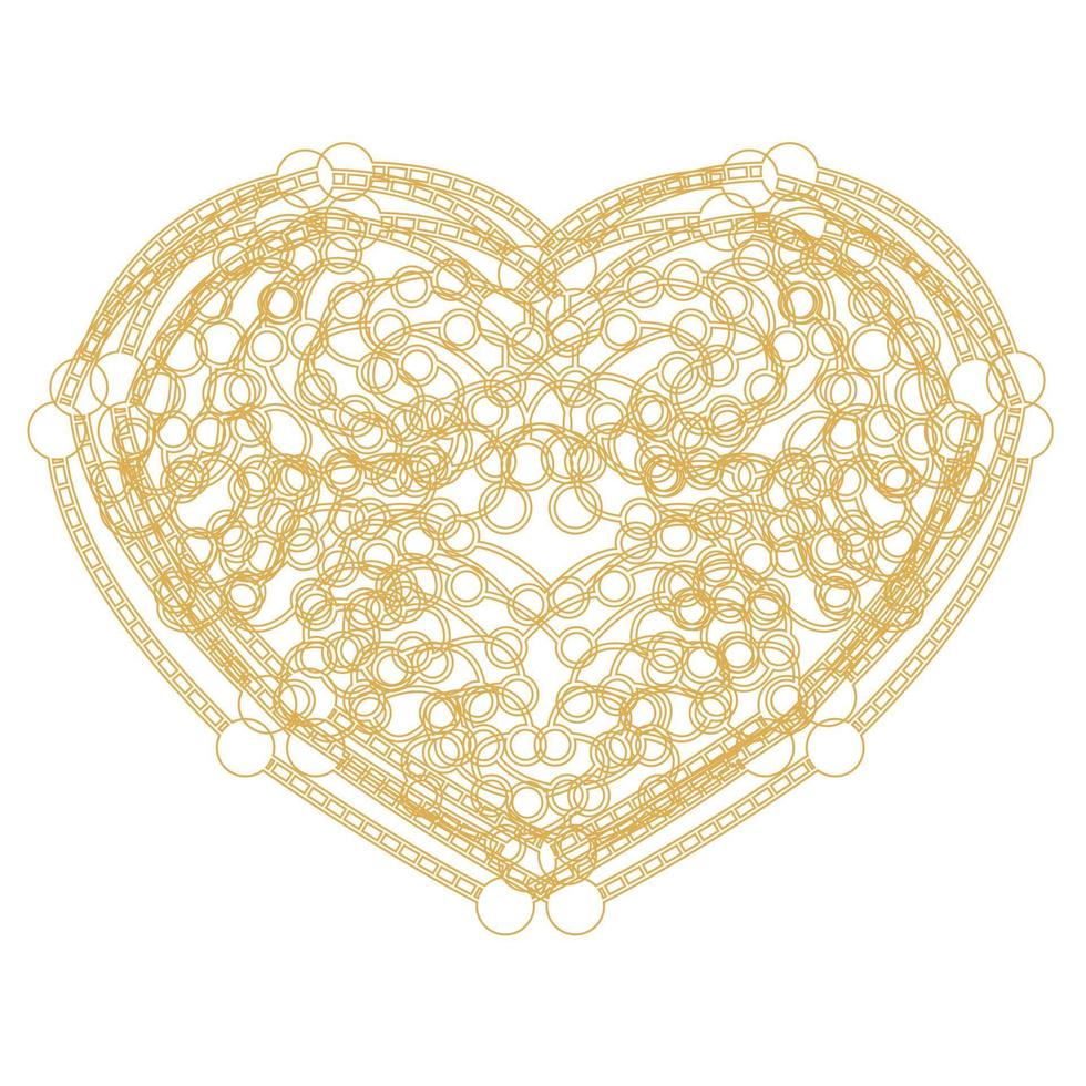 Outline golden heart shape with copy space. vector