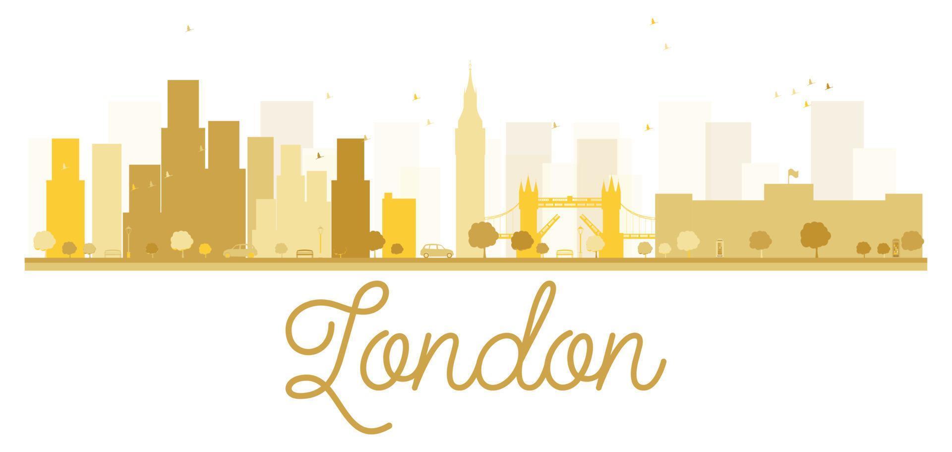 silueta dorada del horizonte de la ciudad de Londres. vector