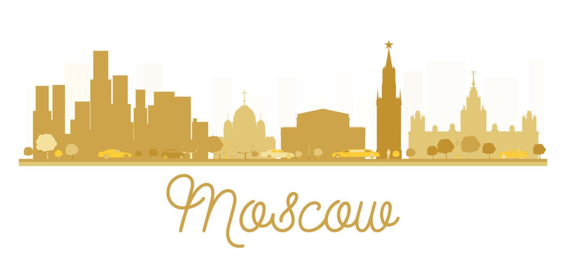 Moscow City skyline golden silhouette. vector