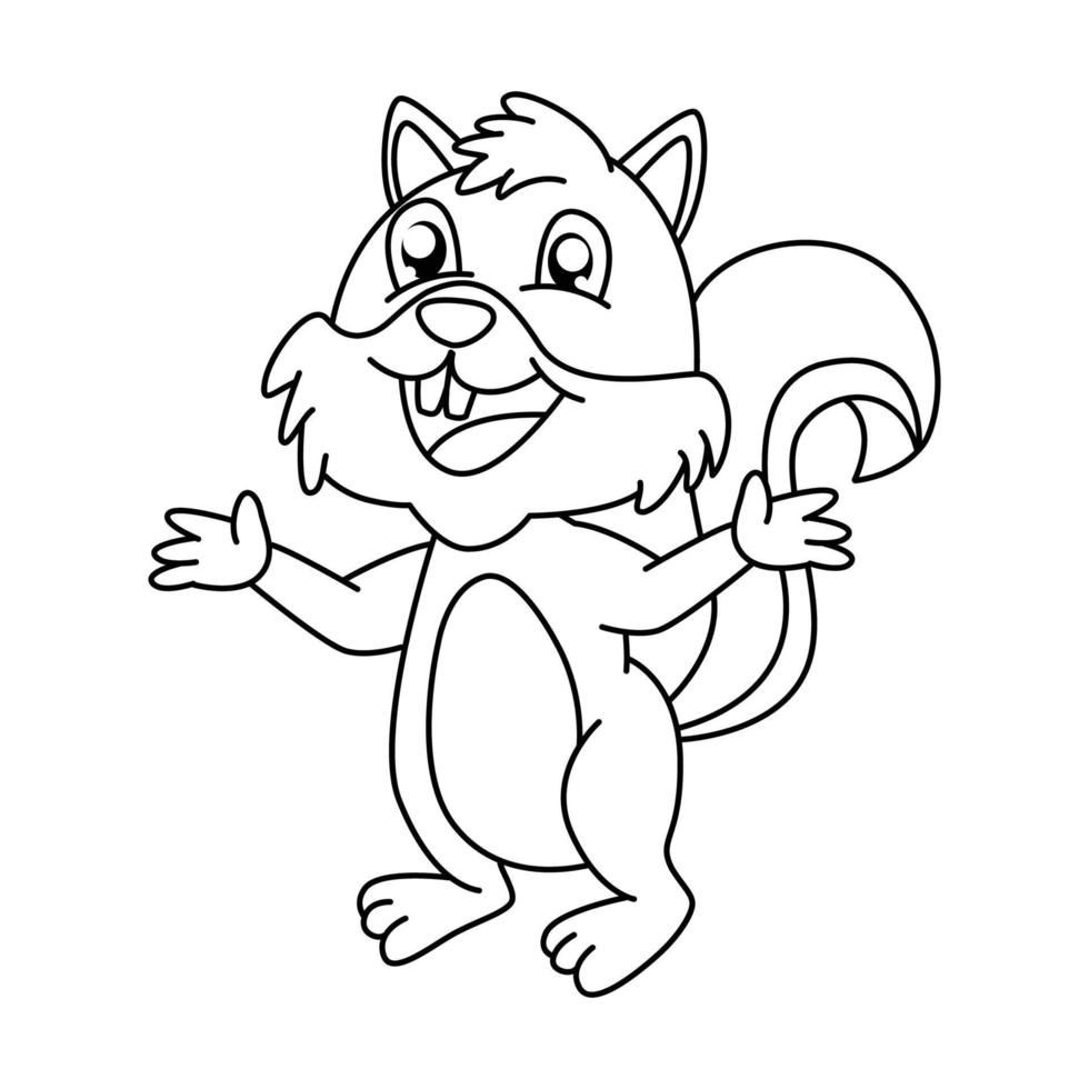 Coloring page cute squirrel vector illustration