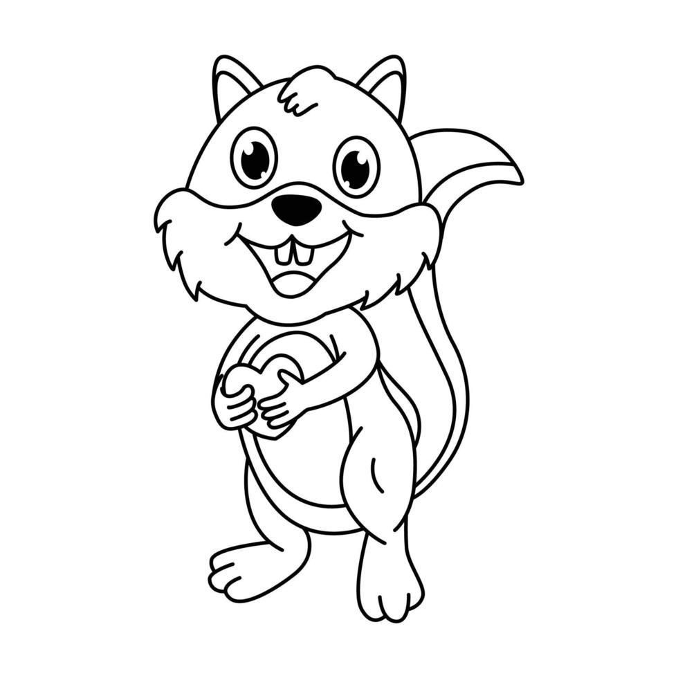 Coloring page cute squirrel vector illustration
