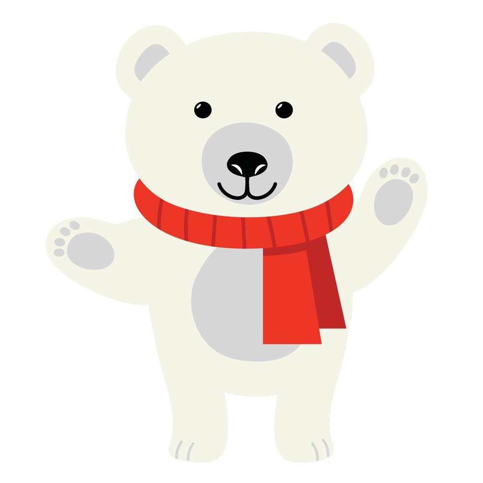 lindo oso polar blanco de dibujos animados vector