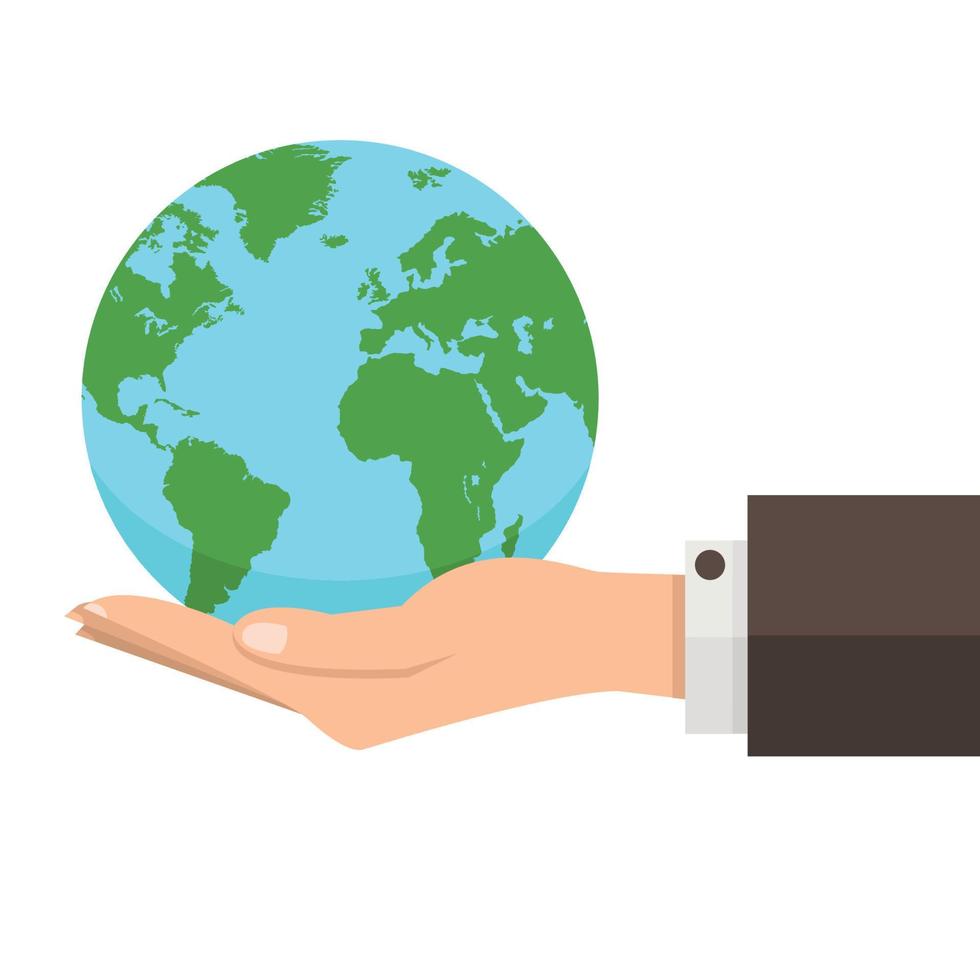 Hand holding the earth globe earth day vector