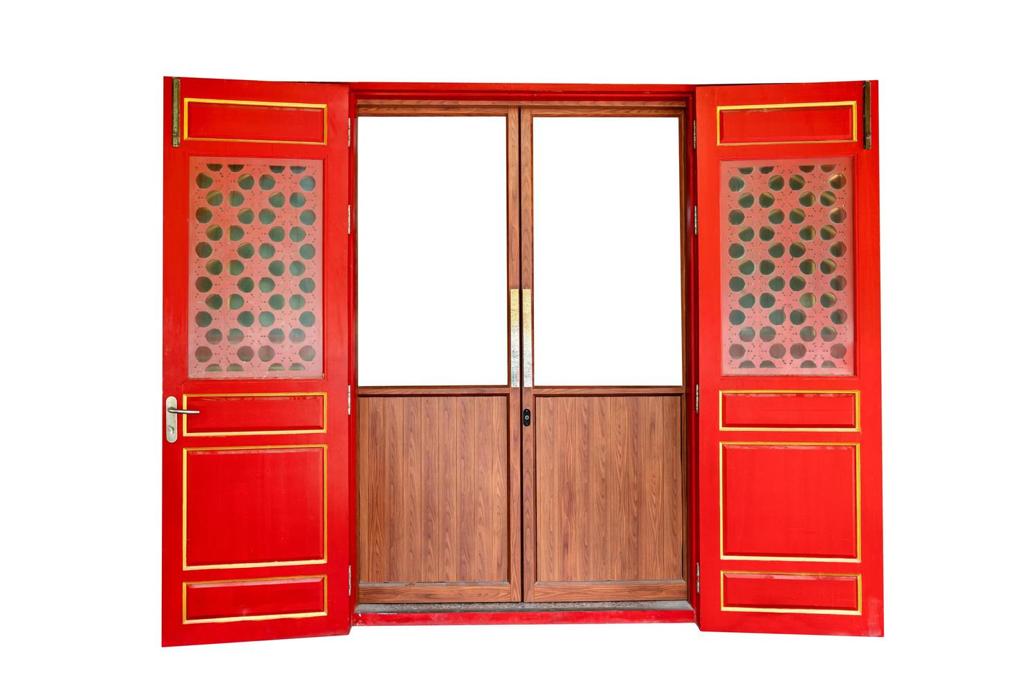 red wooden door of chinese style isolated on white background,clipping path photo