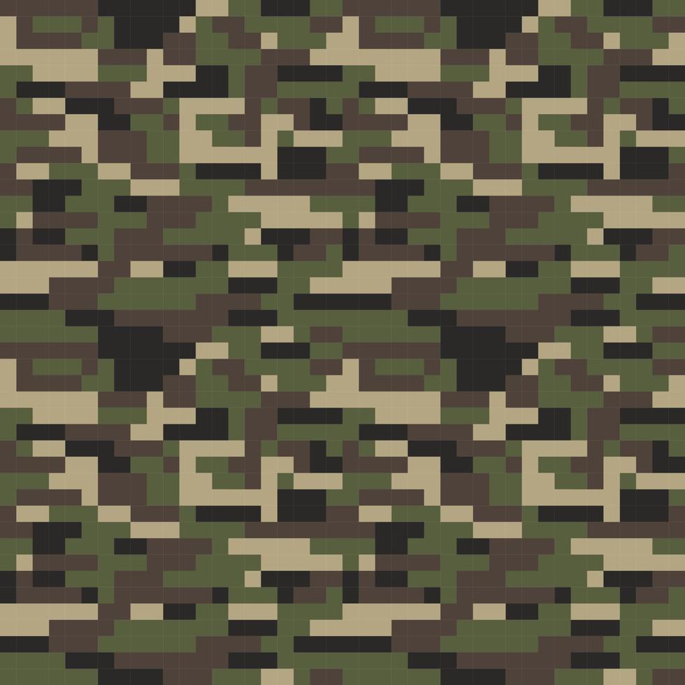 Texture military camouflage repeats seamless army green hunting. Abstract military camo background for army and hunting textile print. Vector illustration. Free Vector, Pixel art style