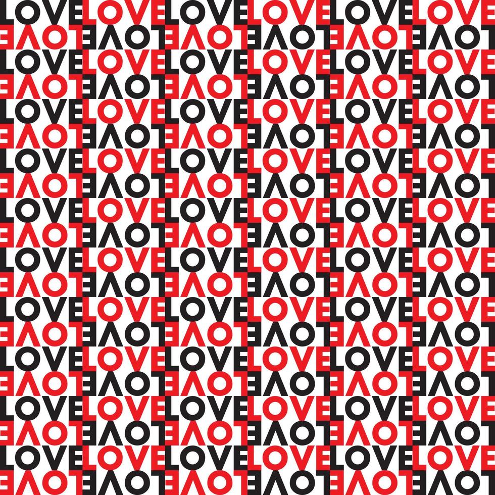 Vector seamless love word saying text pattern. Checkered tile background. Good for wallpaper, poster, web page design, surface design, wrapping paper. Doodle pop art letters.