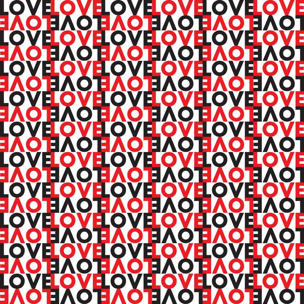 Vector seamless love word saying text pattern. Checkered tile background. Good for wallpaper, poster, web page design, surface design, wrapping paper. Doodle pop art letters.