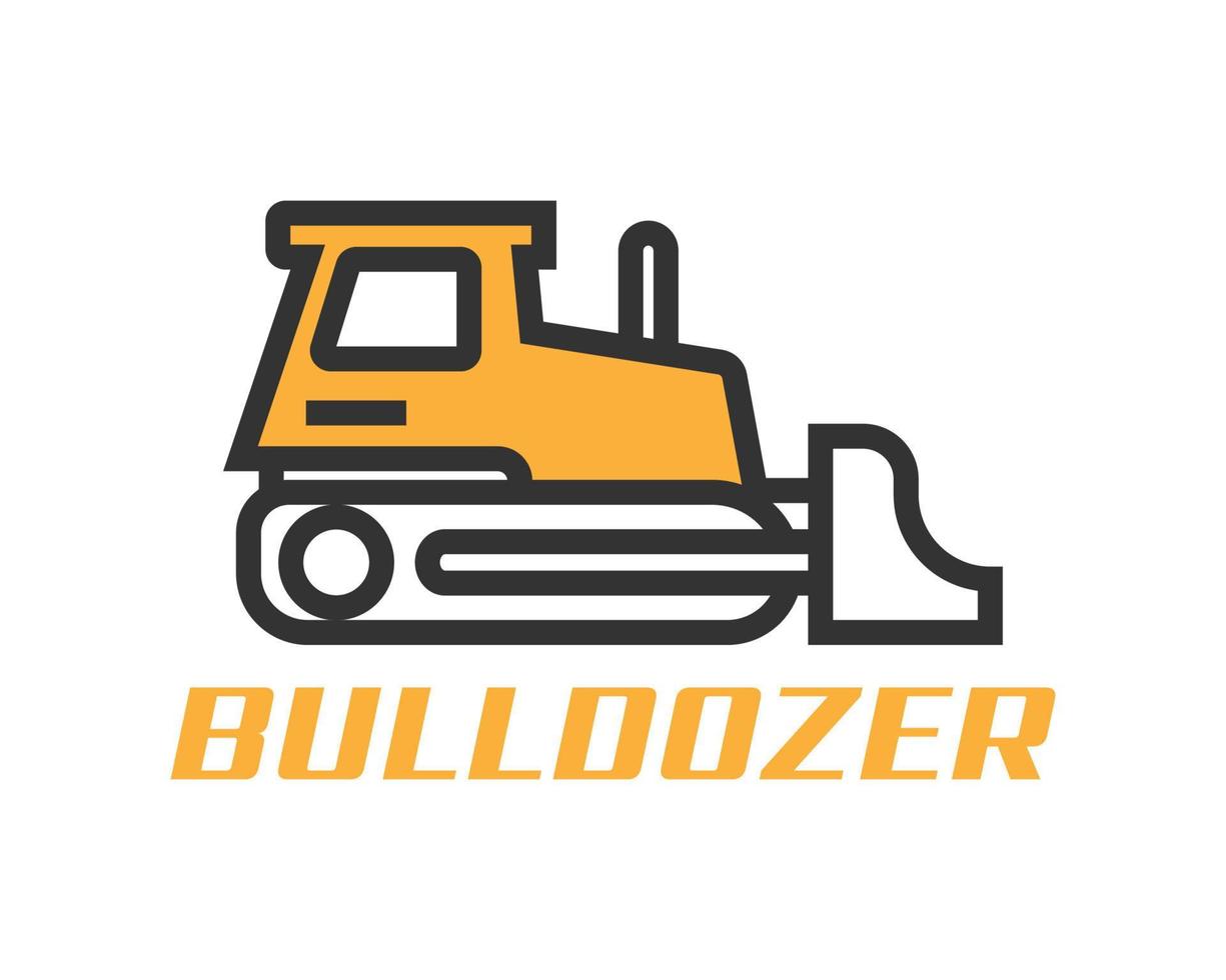 Bulldozer Icon in Outline style. Bulldozer isolated on white. Element for your vector design.