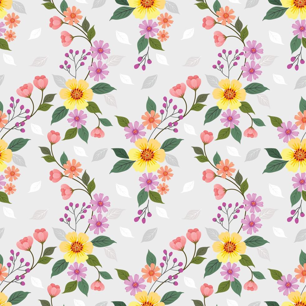 Colorful flowers seamless pattern for fabric textile wallpaper. vector