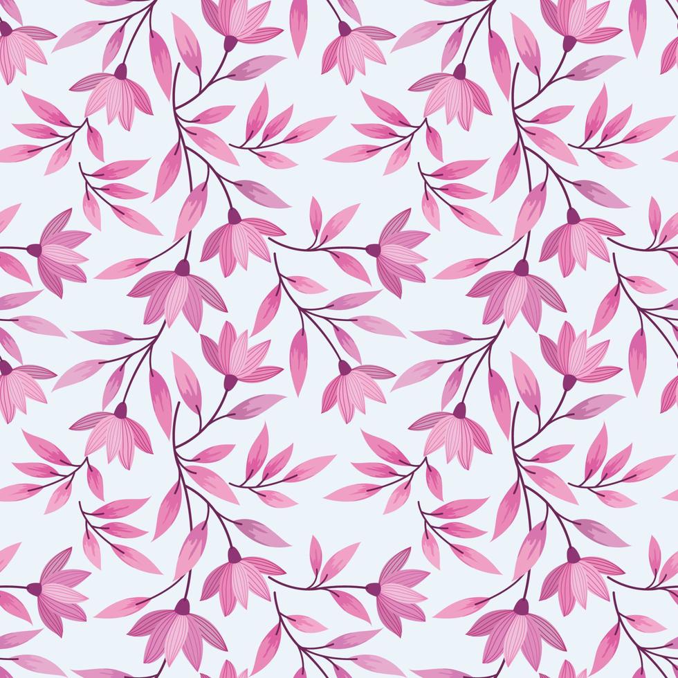 Seamless pattern with pink flowers design. vector