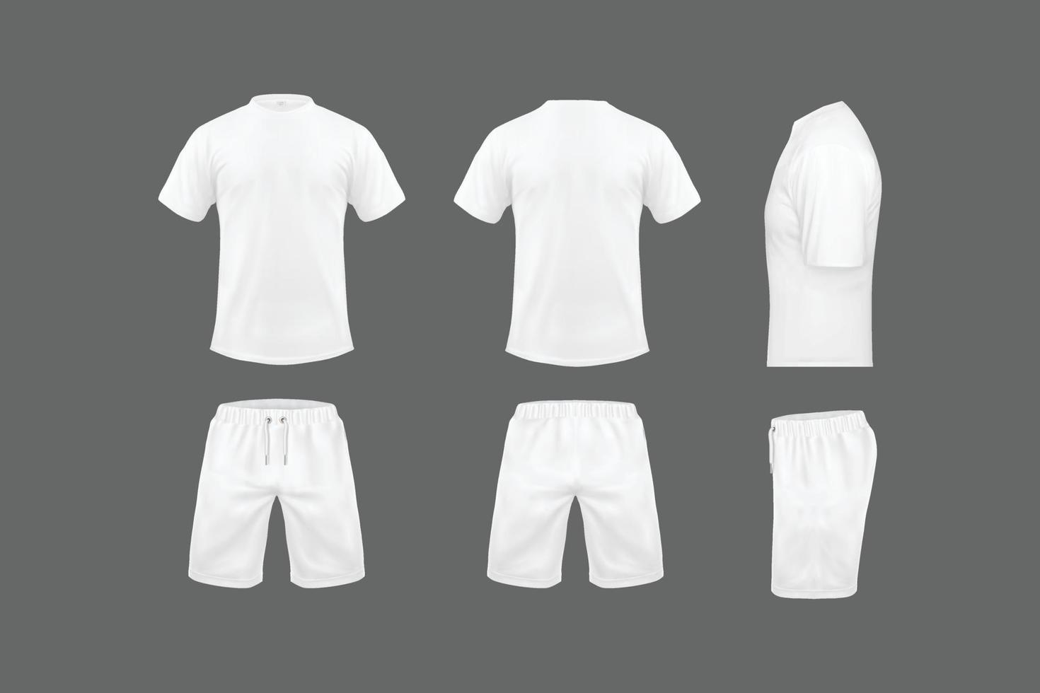 maqueta de camiseta de manga corta con cuello redondo y pantalones cortos blancos vector