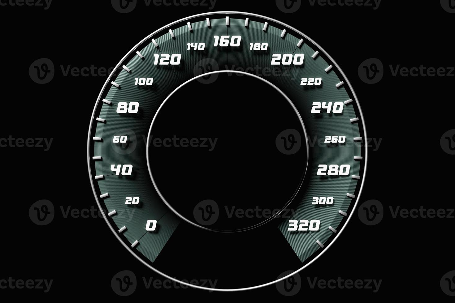 3D illustration of the  car panel, digital bright speedometer, odometer and other tools photo