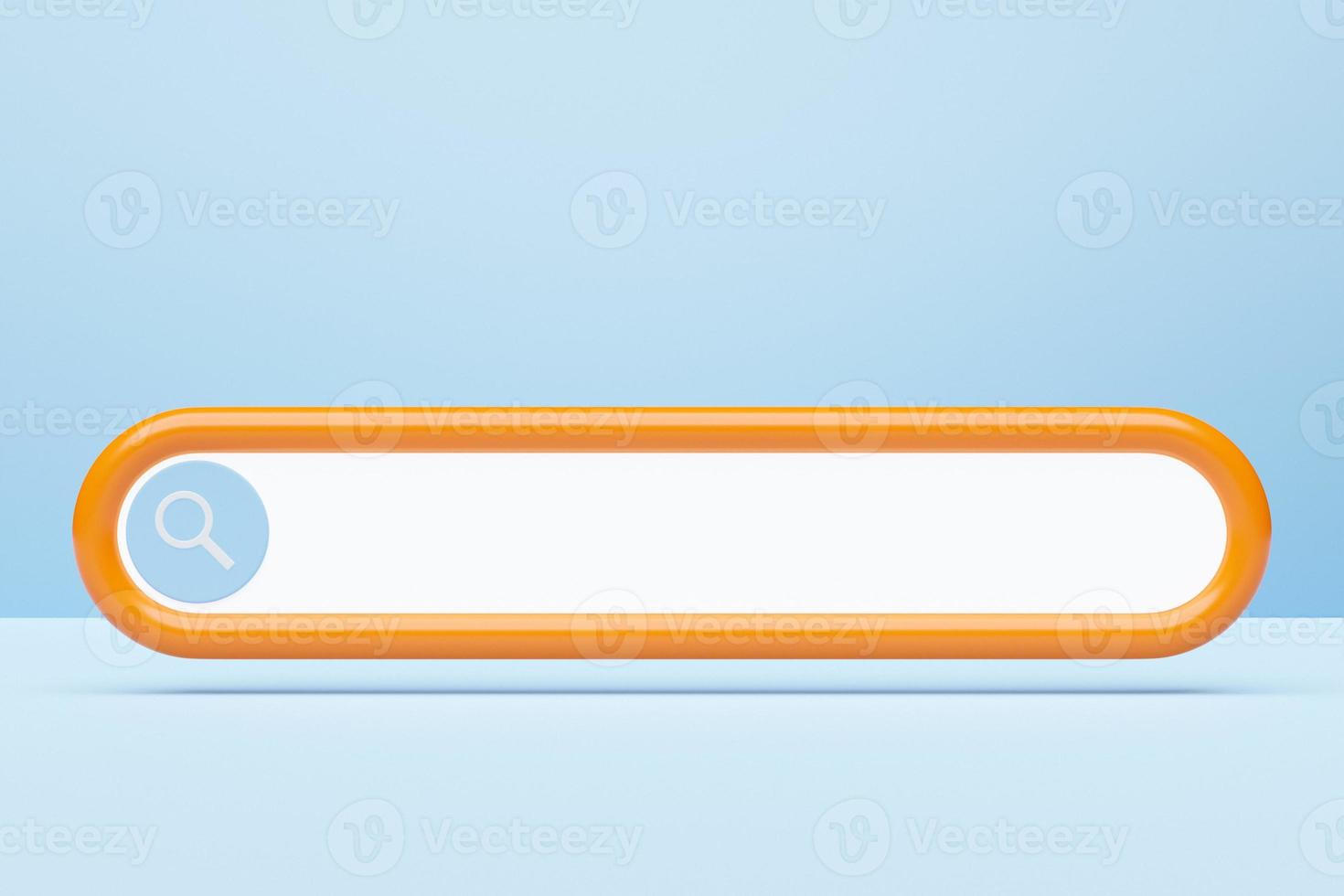 3D illustration search frame, box, panel on the internet with a magnifying glass icon on a blue background photo