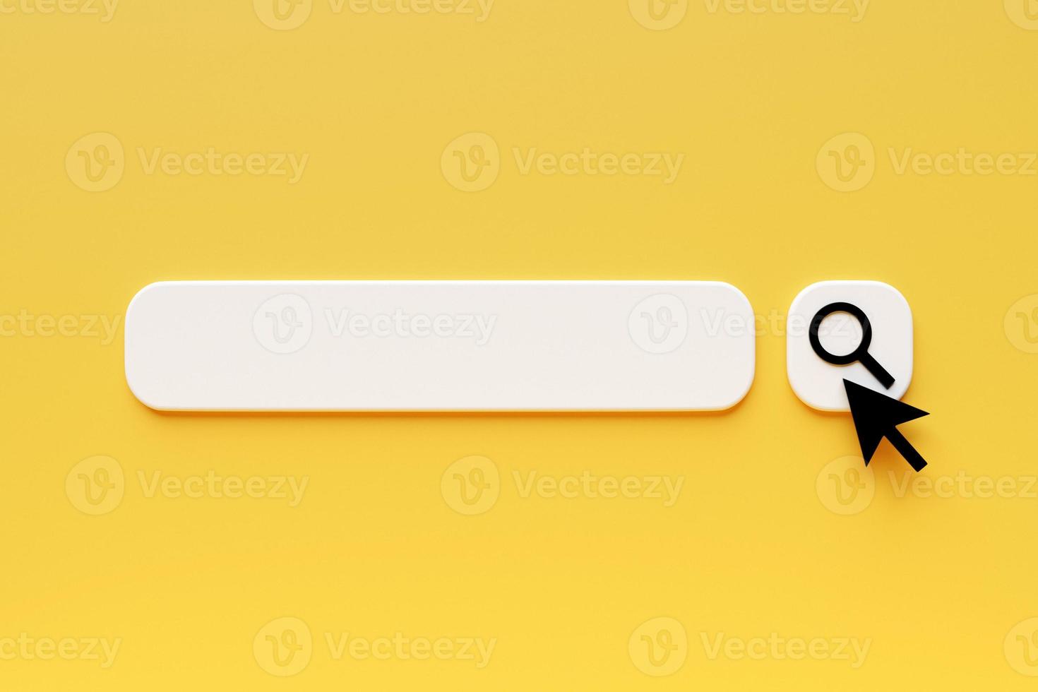 3D illustration, Search bar design element on a yellow background. Search bar for website and user interface, mobile applications. photo