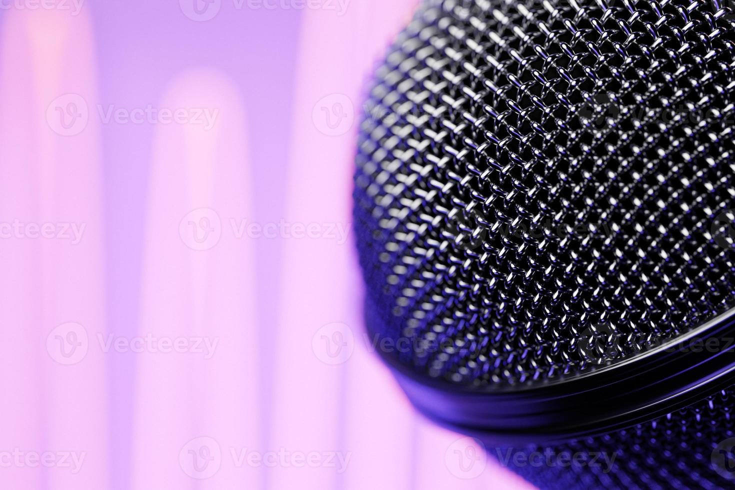 3D illustration, retro style microphone in party or concert  against the background of equalizer lines photo