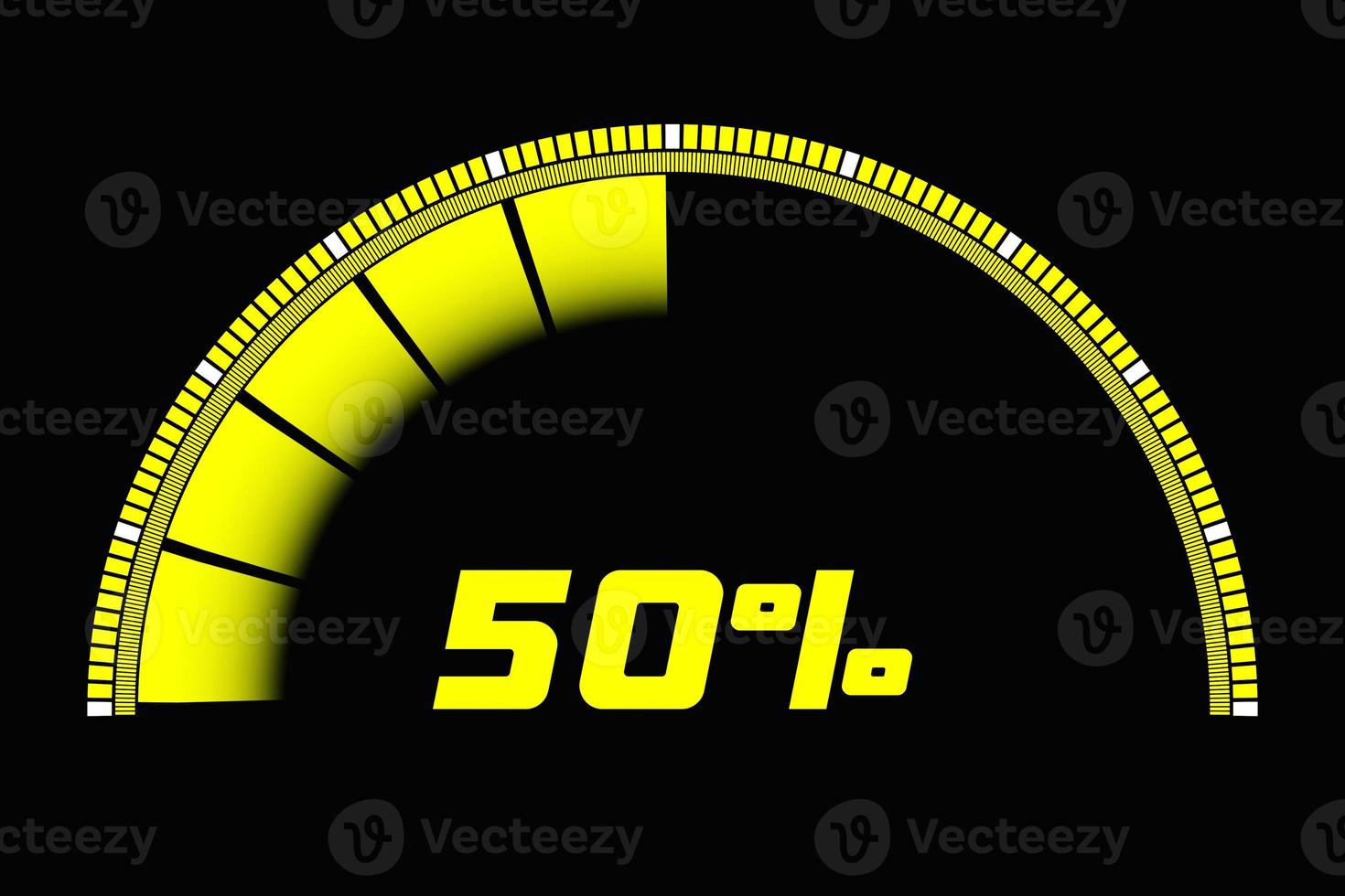 3d illustration of a bright instrument panel depicting values from normal to critical values in different colors on a black  background photo