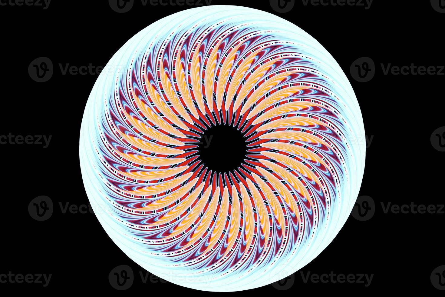3D rendering abstract neon  round fractal, portal. Colorful round spiral. photo